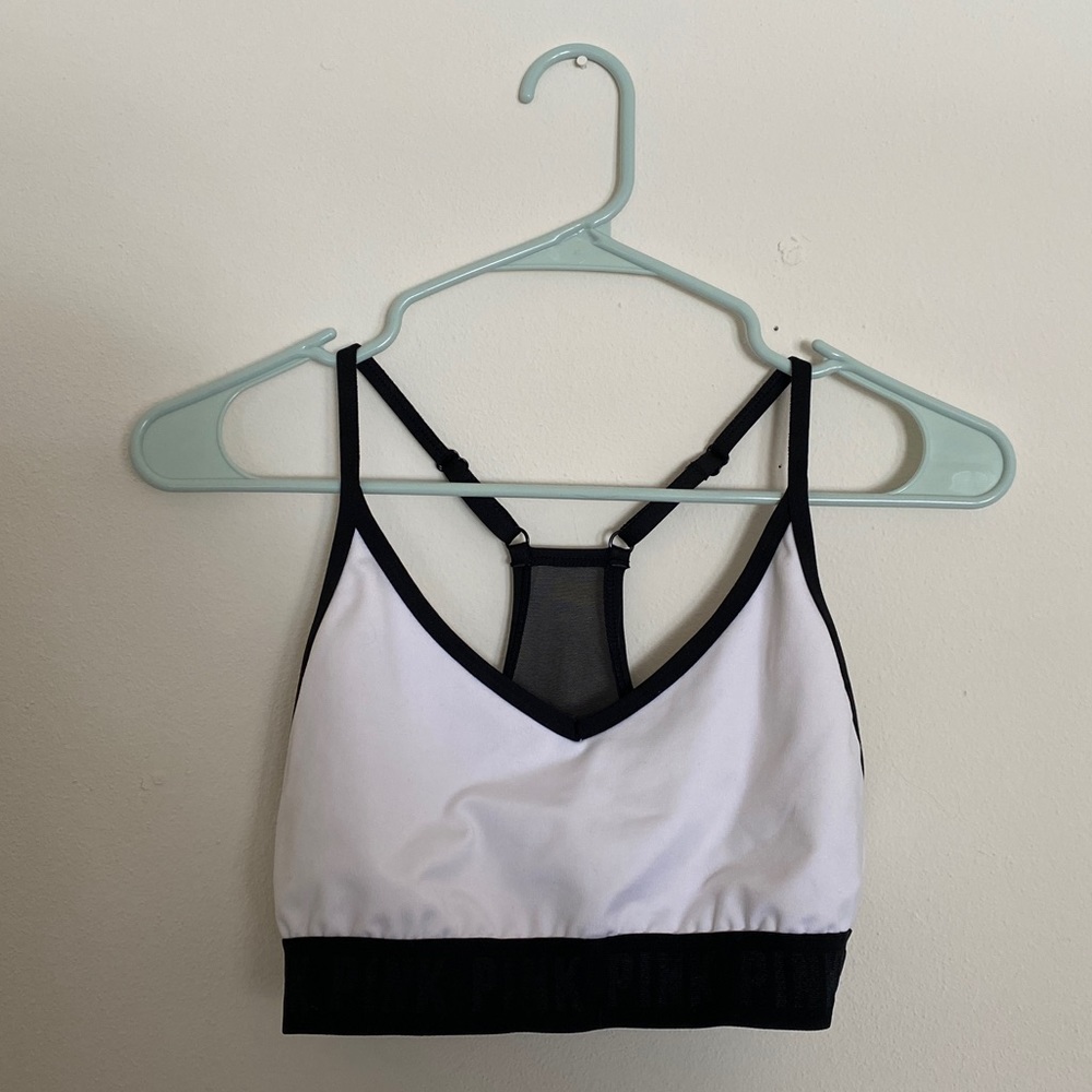 White PINK Sports Bra with Mesh Back